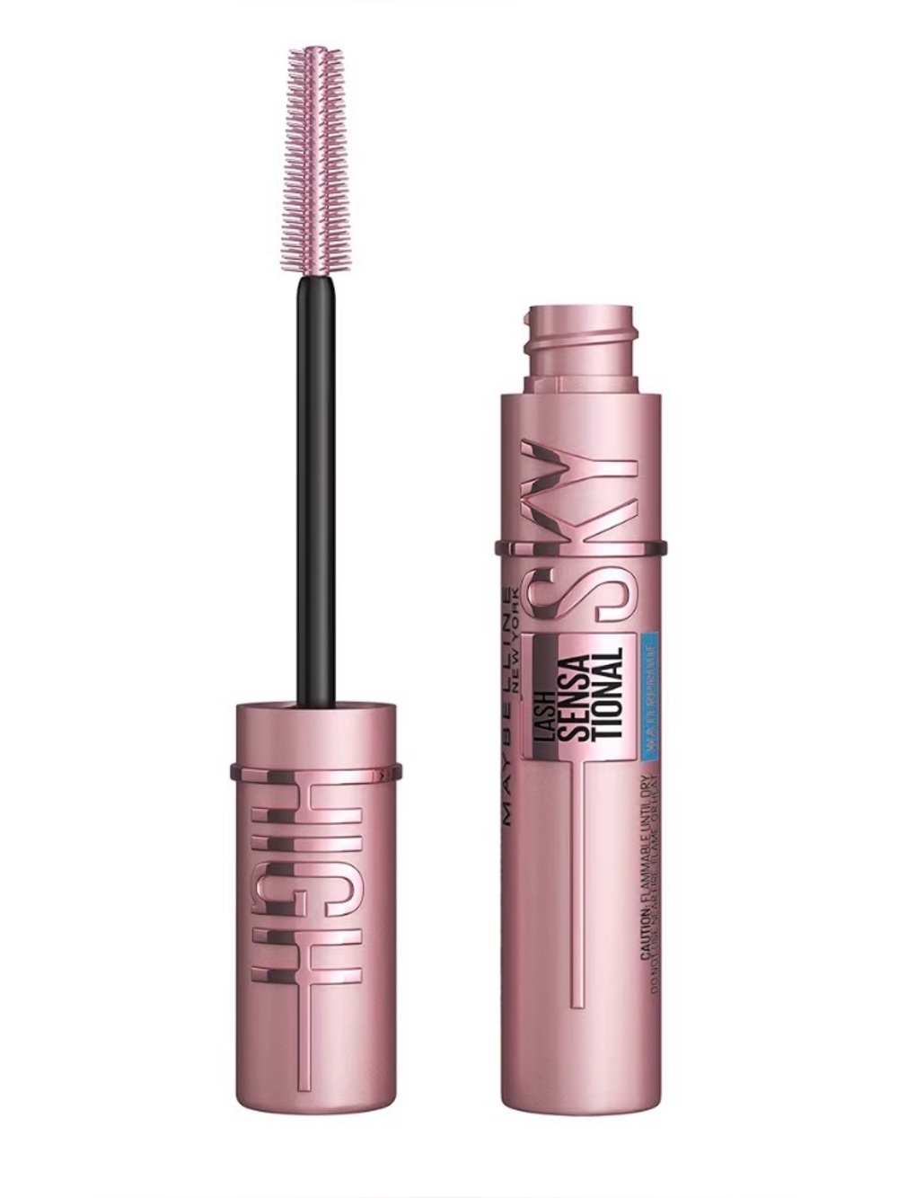 NWT Maybelline Sky High Mascara - Metallic Pink - waterproof - very black